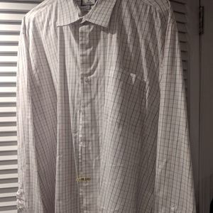 100 percent COTTON XXL WHITE STRIPE BUTTON UP